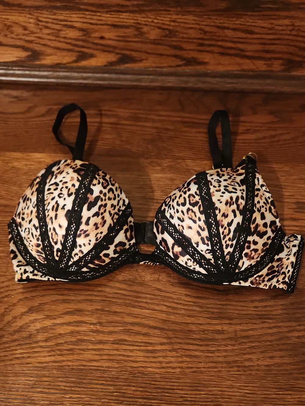 Victoria's Secret Leopard Print Bra with Black Lace